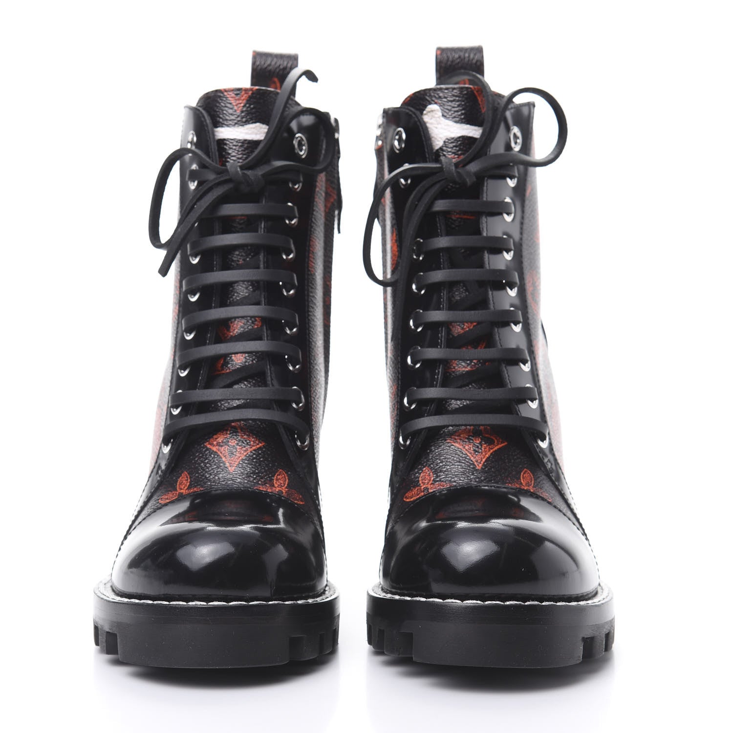 Louis Vuitton Patent Calfskin Catogram Star Trail Ankle Boots 36.5 Black Marron 2 of 6