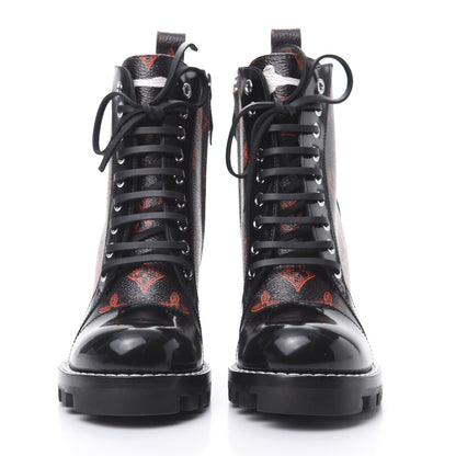 Louis Vuitton Patent Calfskin Catogram Star Trail Ankle Boots 36.5 Black Marron 2 of 6