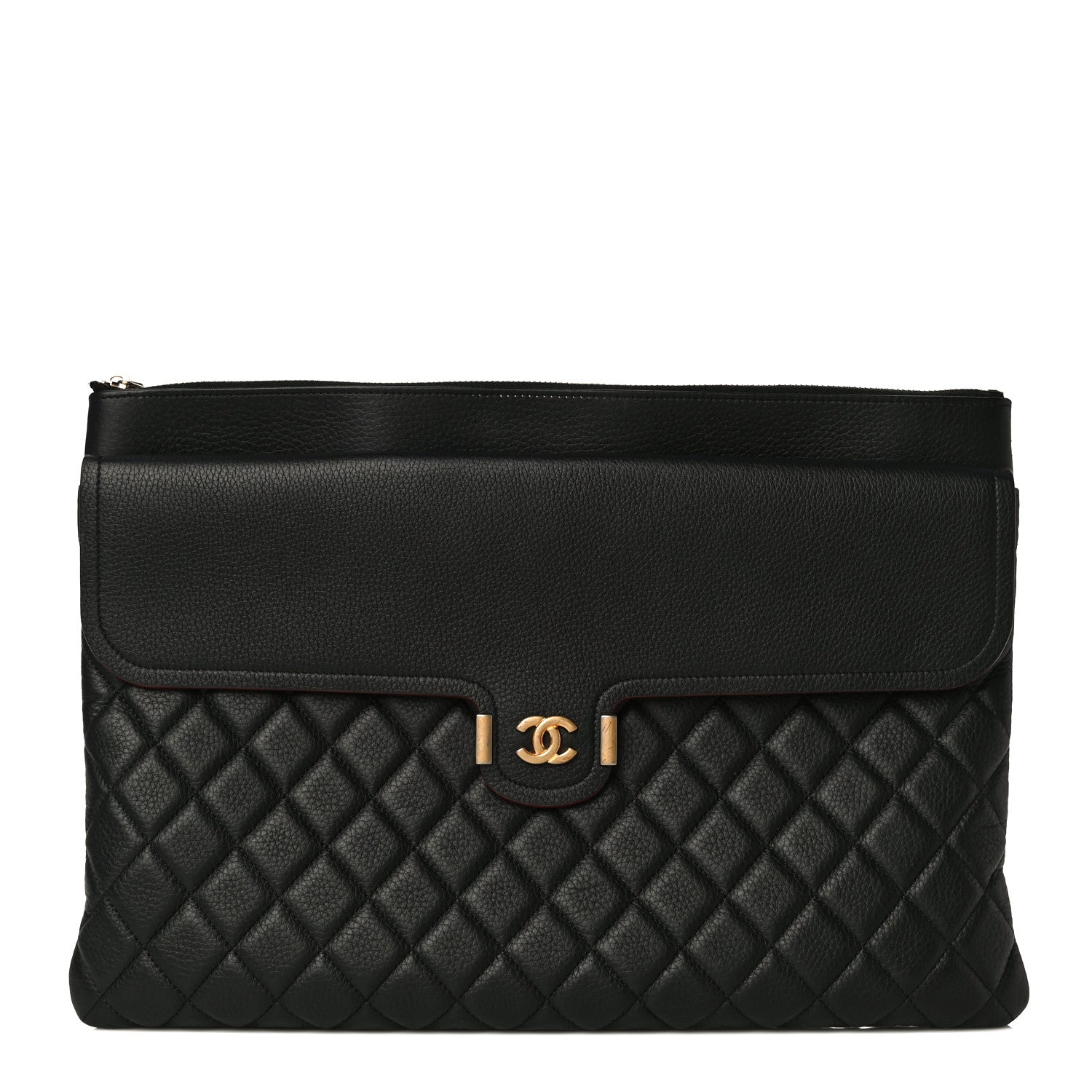 Chanel Grained Calfskin Quilted Large Archi Chic Cosmetic Case Black 1 of 12
