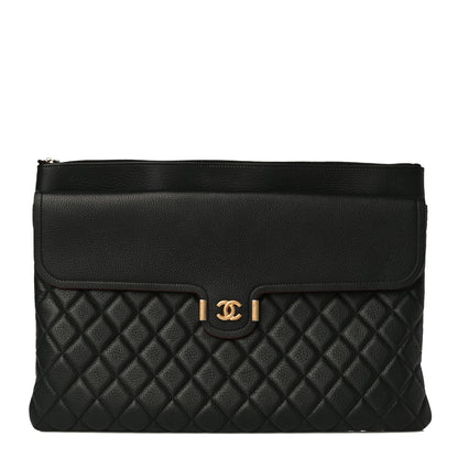 Chanel Grained Calfskin Quilted Large Archi Chic Cosmetic Case Black 1 of 12