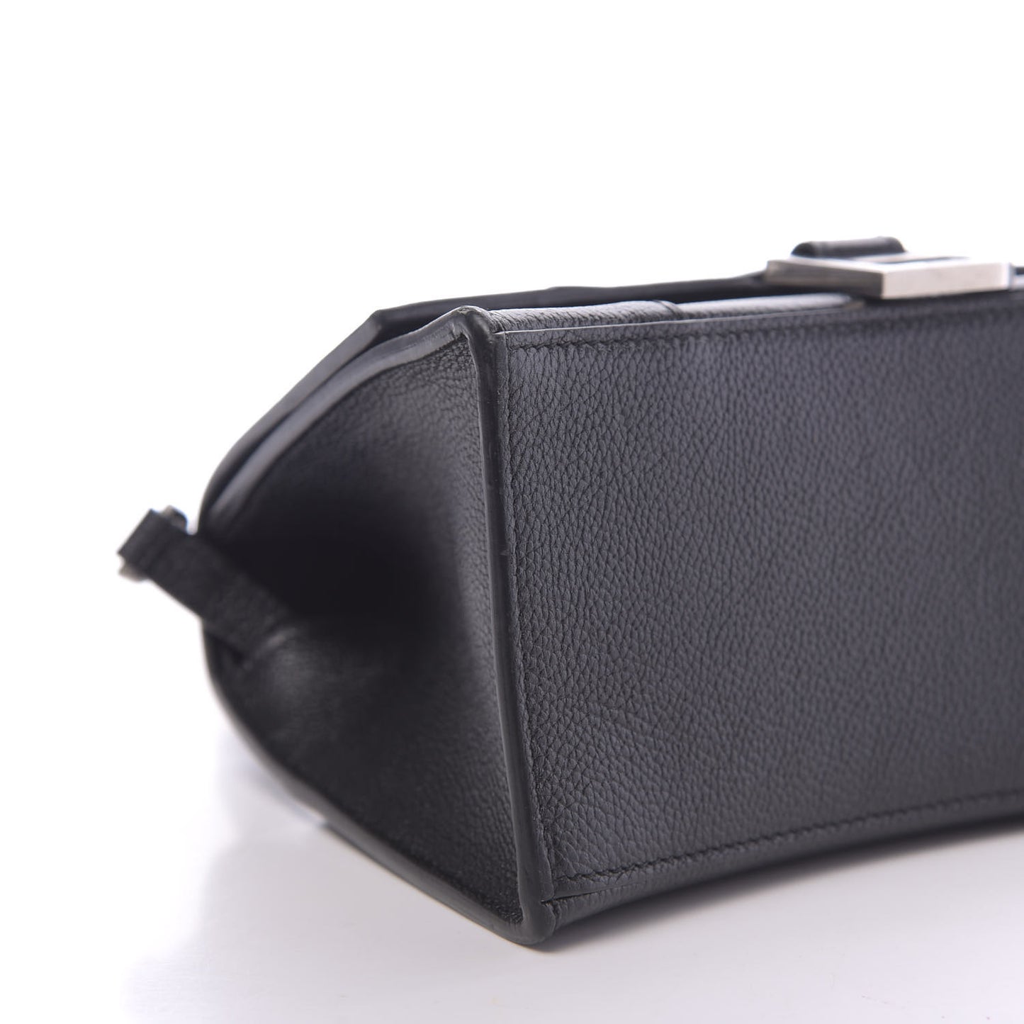 Grained Calfskin Small Hourglass Top Handle Bag Black