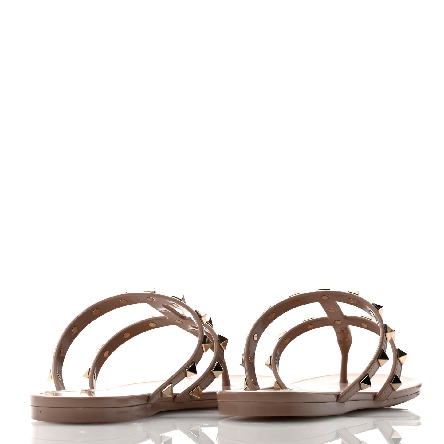 PVC Jelly Rockstud Caged Flat Thong Sandals 38 Poudre