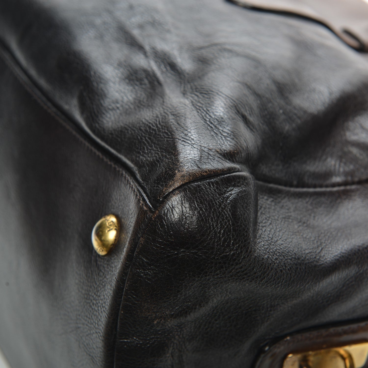Prada Glace Calf Bowler Bag Militare 8 of 10