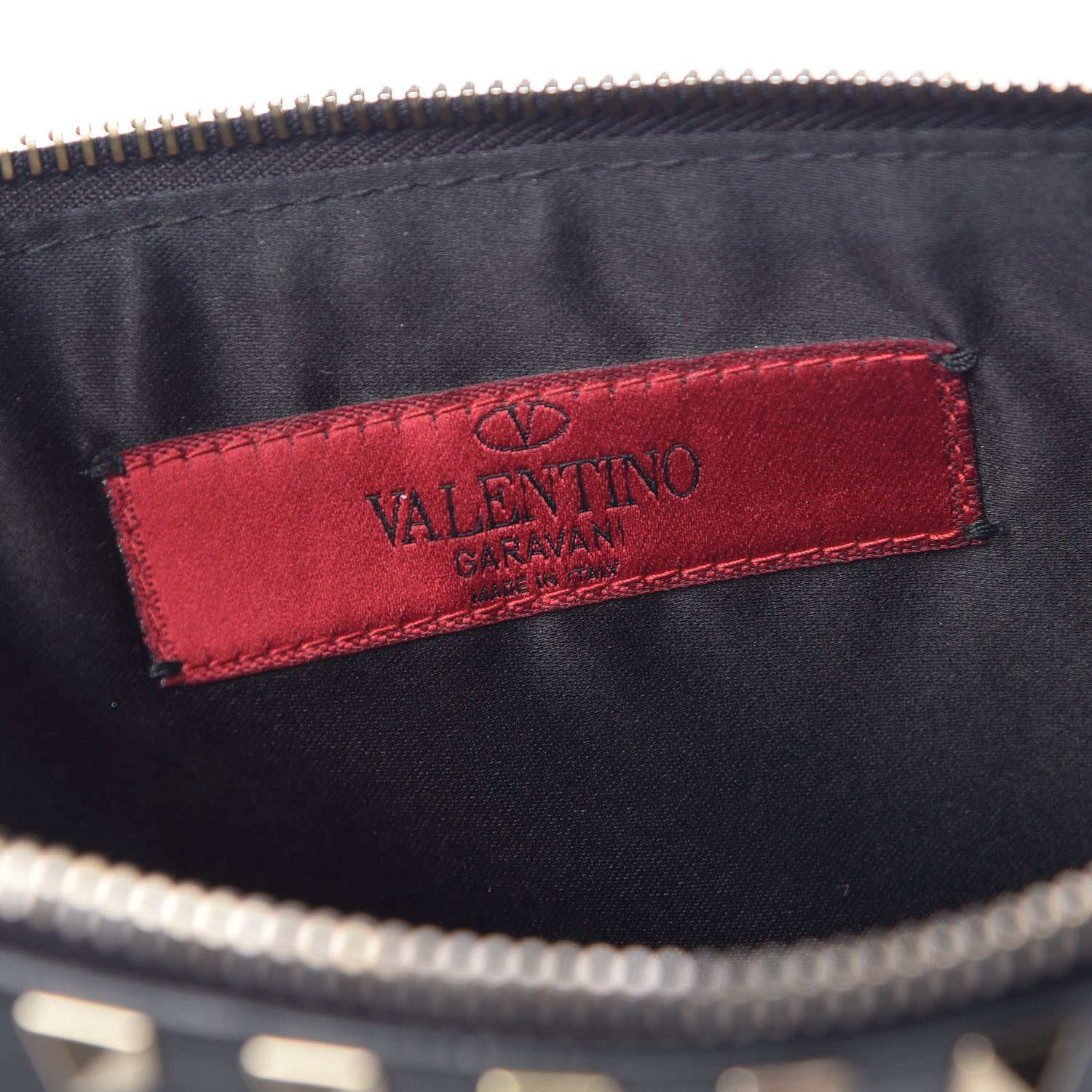 Valentino Garavani Vitello Large Rockstud Zip Pouch Black 6 of 6