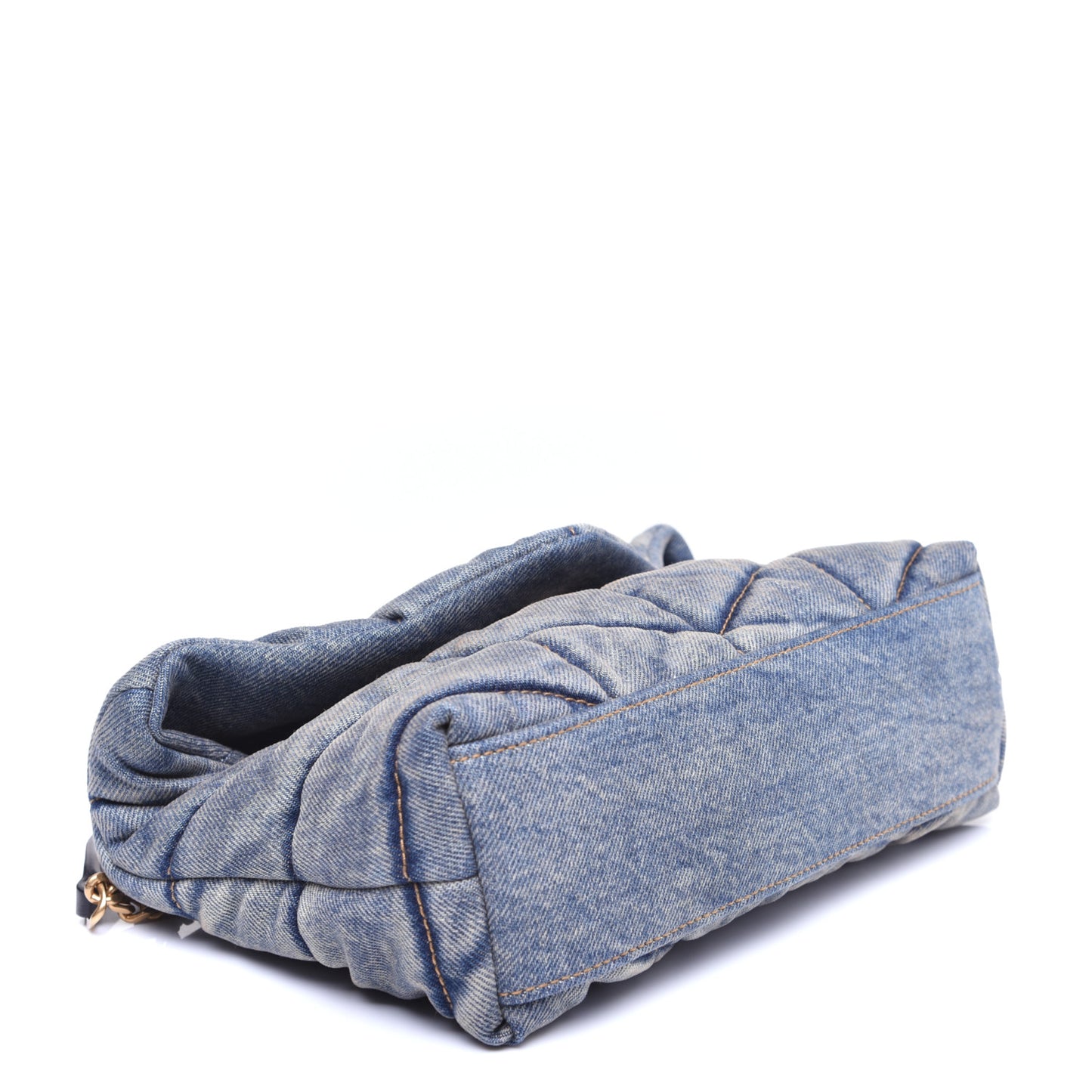 Denim Quilted Toy Loulou Puffer Monogram Chain Satchel Rodeo Blue