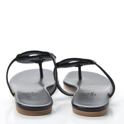 Hermes Chevre Vernis Mayotte Sandals 37 Black Multicolor 6 of 9