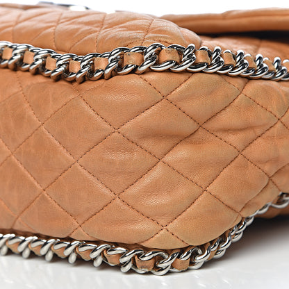Chanel Washed Lambskin Chain Around Maxi Flap Bag Dark Beige 16 of 18