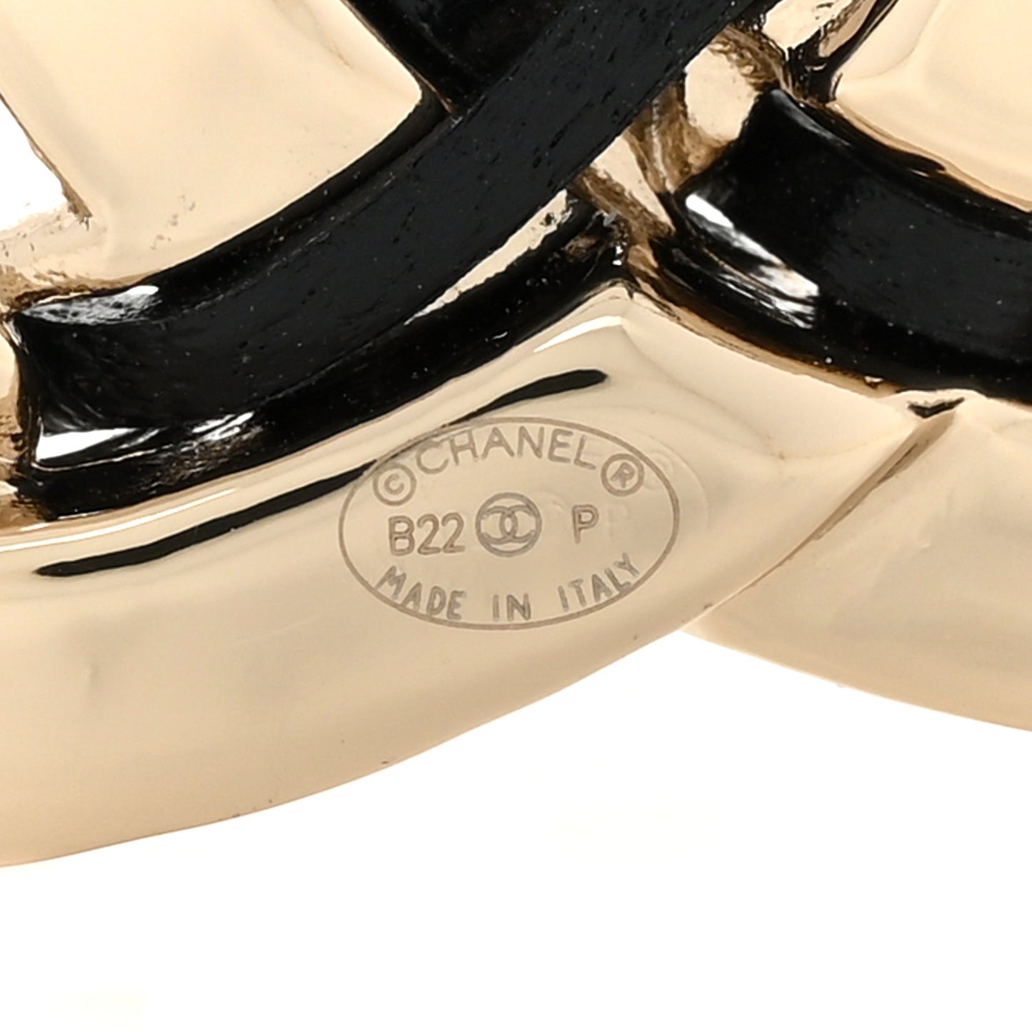 Lambskin Chain CC Chain Brooch Black Gold