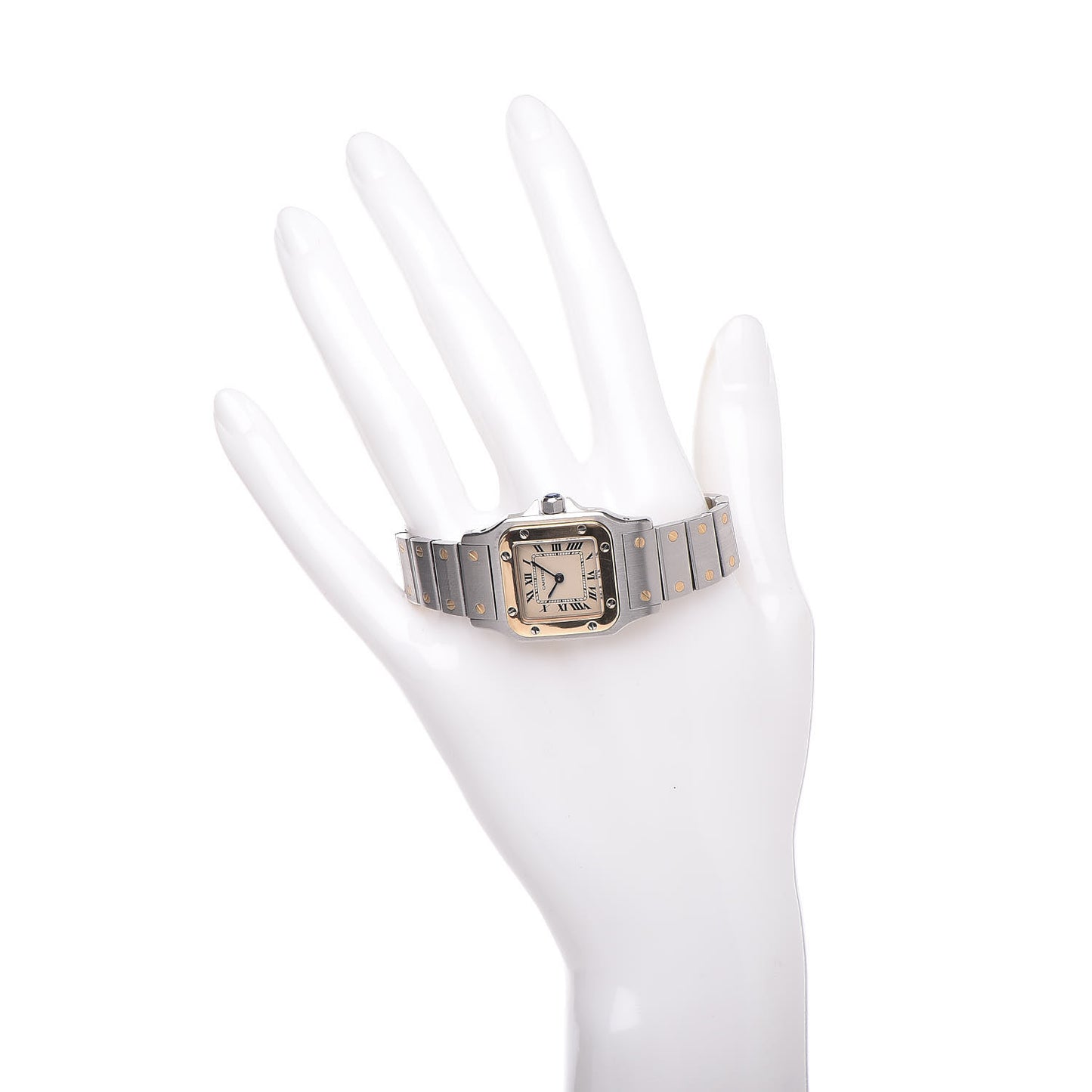 Stainless Steel 18K Yellow Gold 24mm Santos De Cartier Galbee Quartz Watch
