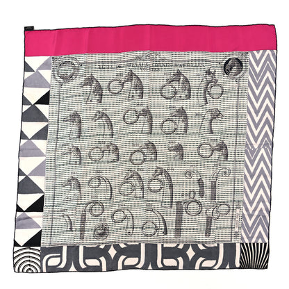 Hermes Silk Manufacture de Boucleries Scarf 90 Blanc Rose Indien Gris 1 of 3