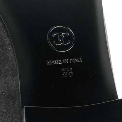 Chanel Velvet Cap Toe CC Ballerina Flats 38 Dark Gray Brown 6 of 9