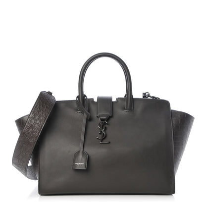 Saint Laurent Calfskin Crocodile Embossed Small Monogram Downtown Cabas Earth 1 of 10