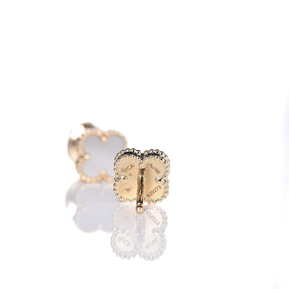 Van Cleef & Arpels 18K Yellow Gold Mother of Pearl Sweet Alhambra Earrings 5 of 5