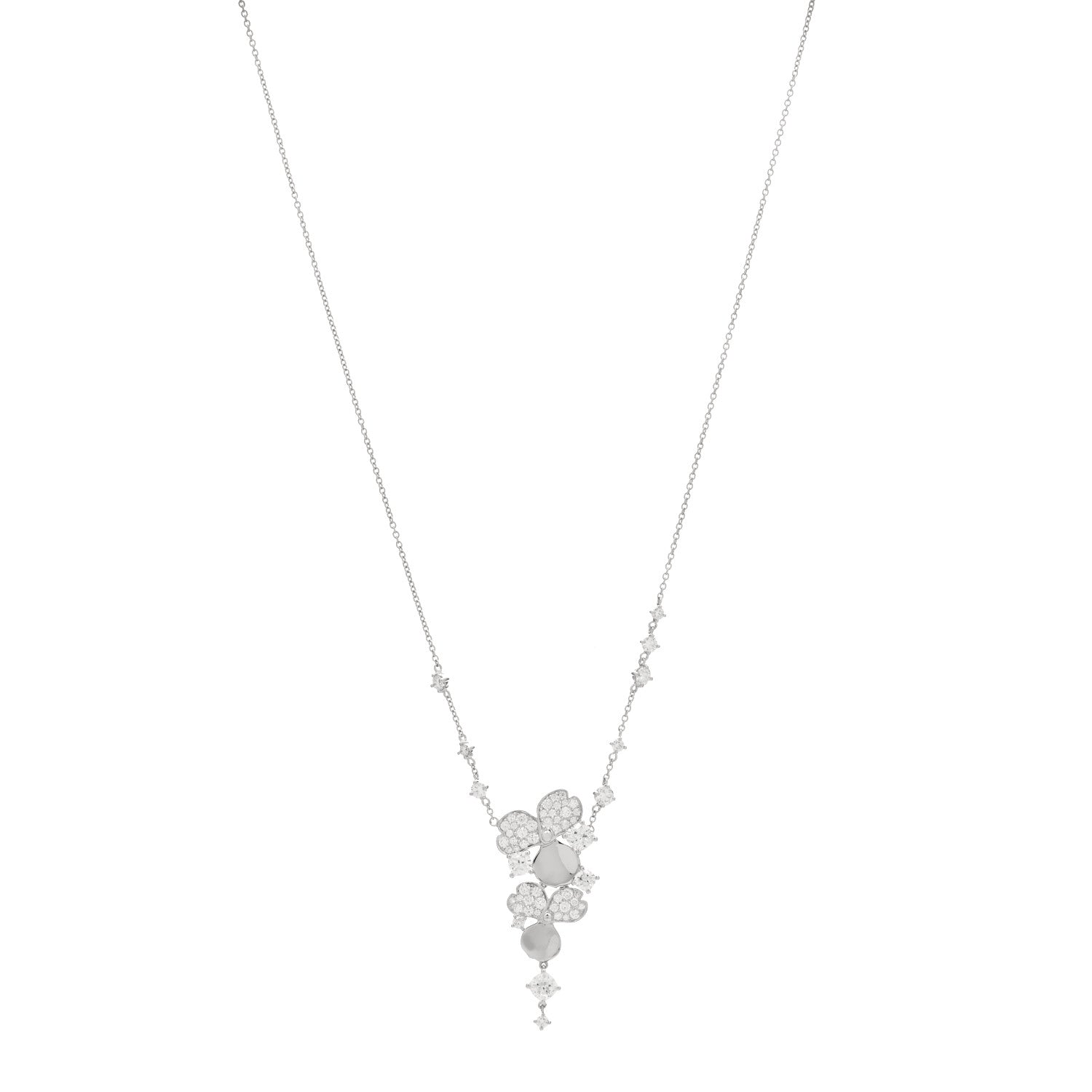 Tiffany Platinum Diamond Paper Flowers Cluster Drop Pendant Necklace 1 of 3
