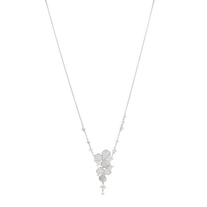 Tiffany Platinum Diamond Paper Flowers Cluster Drop Pendant Necklace 1 of 3