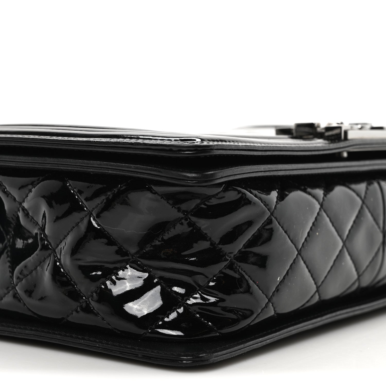 Chanel Patent Chevron Quilted New Medium Boy Flap Black 9 of 10