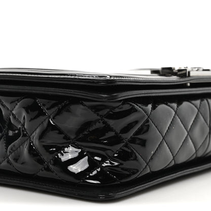 Chanel Patent Chevron Quilted New Medium Boy Flap Black 9 of 10