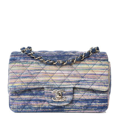 Chanel Striated Quilted Classics in Fabrics Mini Rectangular Flap Blue 1 of 8