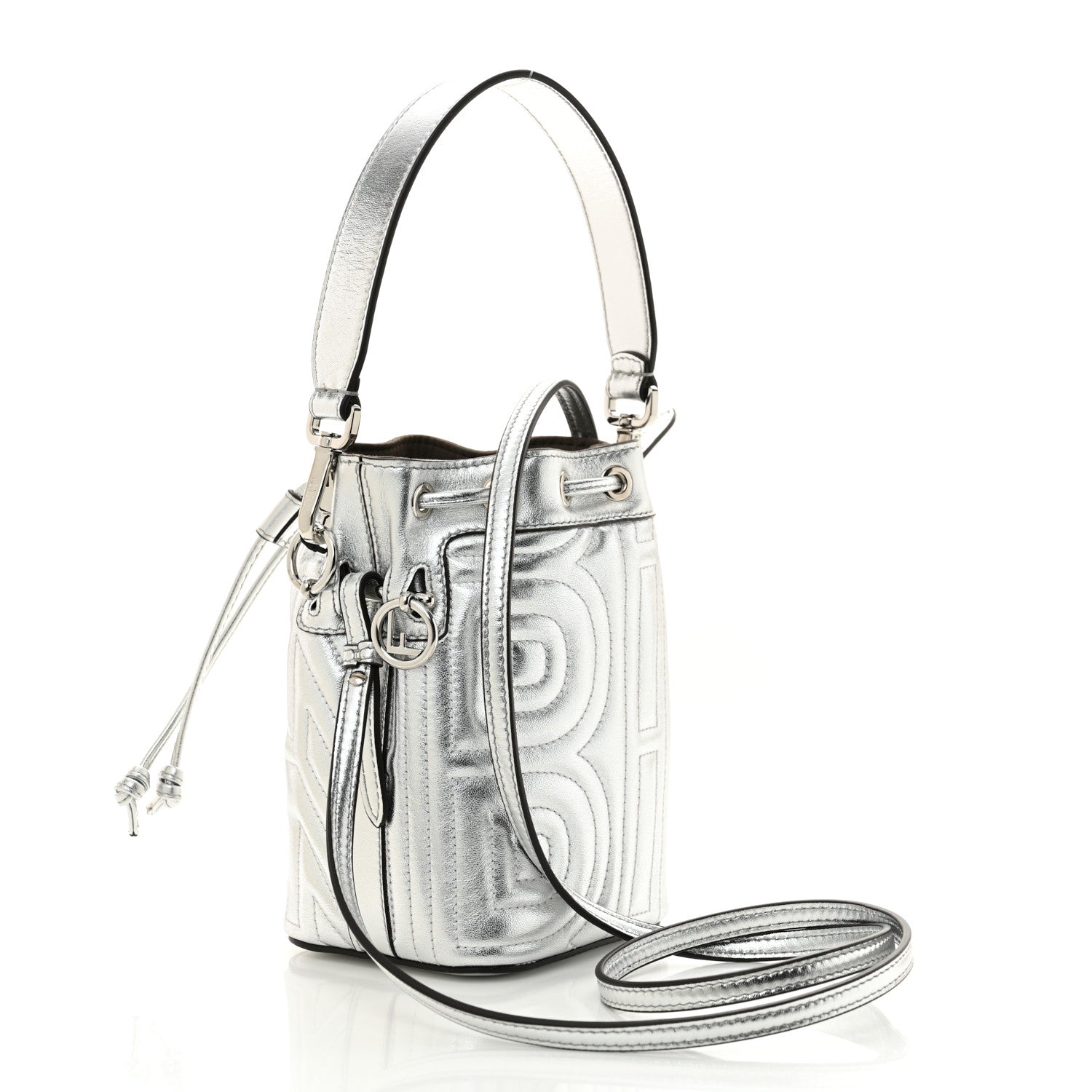 銀テ Fendi X MARC JACOBS Agnello Laminato Trapunta FF Mini Mon Tresor