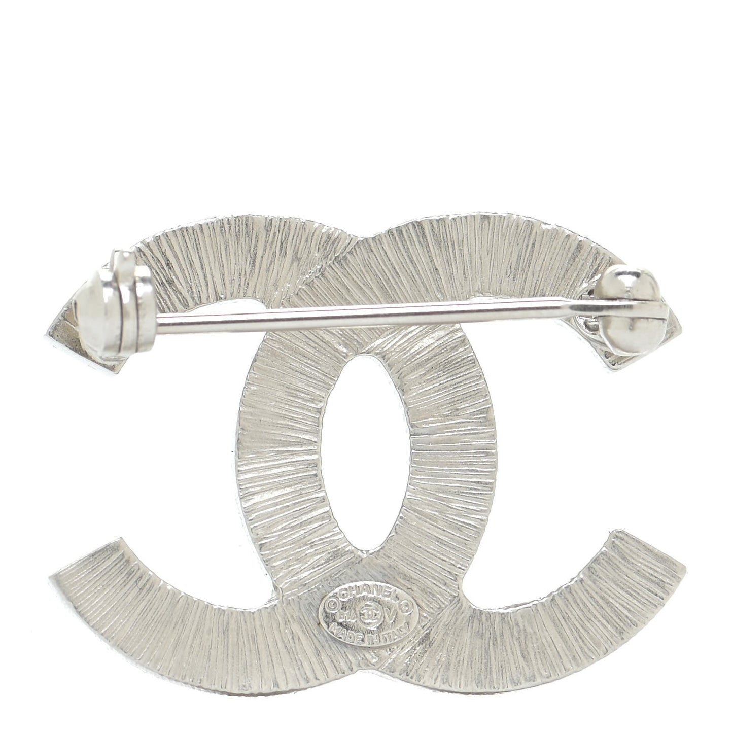 Crystal Baguette CC Mini Brooch Silver