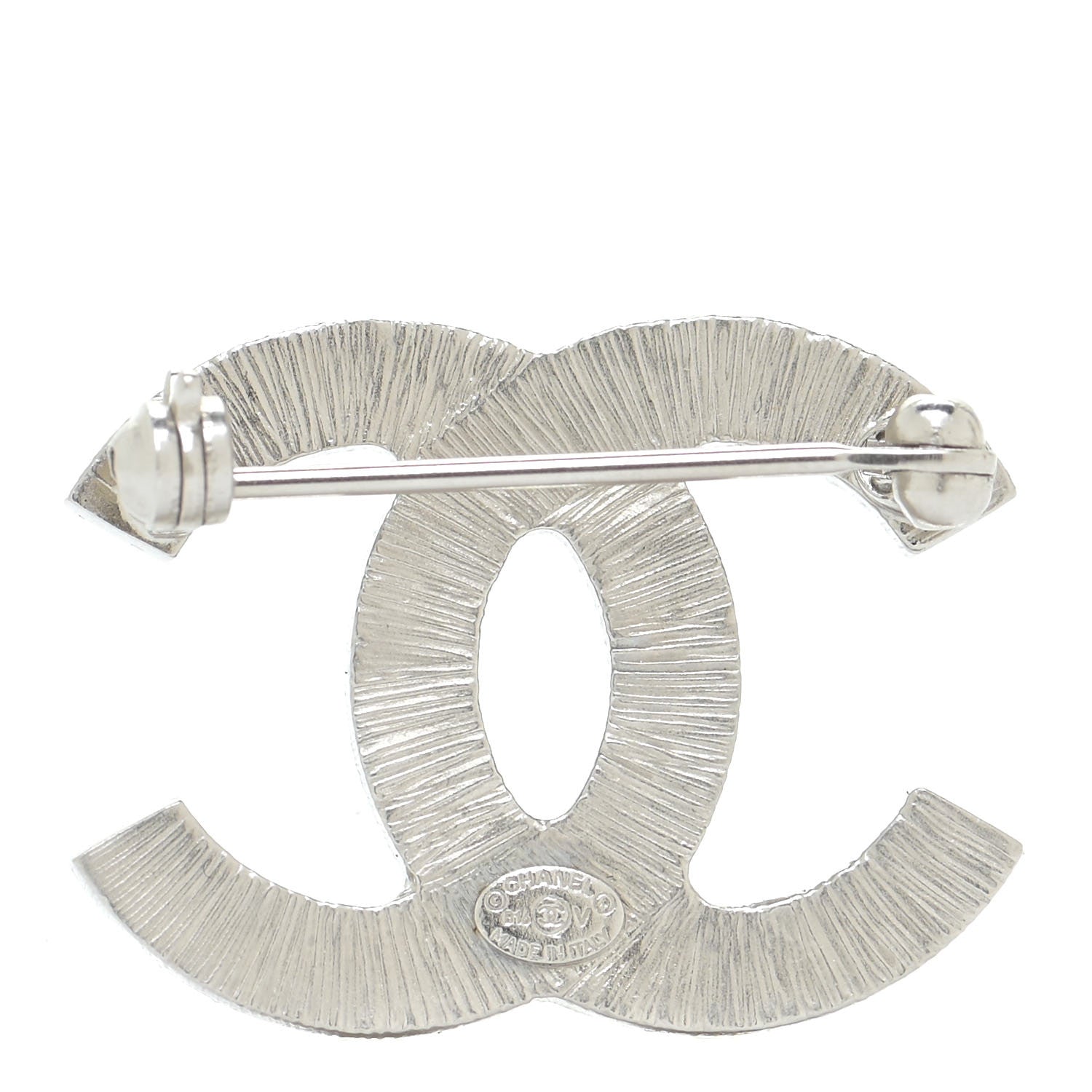 Chanel Crystal Baguette CC Mini Brooch Silver 3 of 6