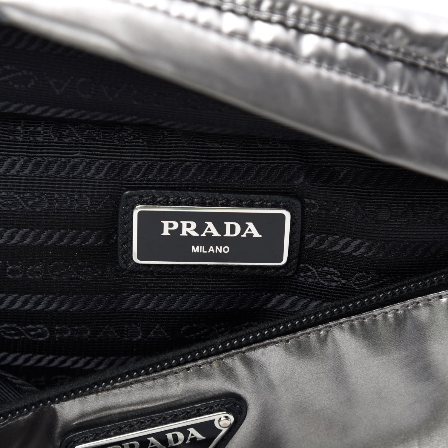 Prada Metallic Tessuto Nylon Metal Belt Bag Ferro 10 of 11