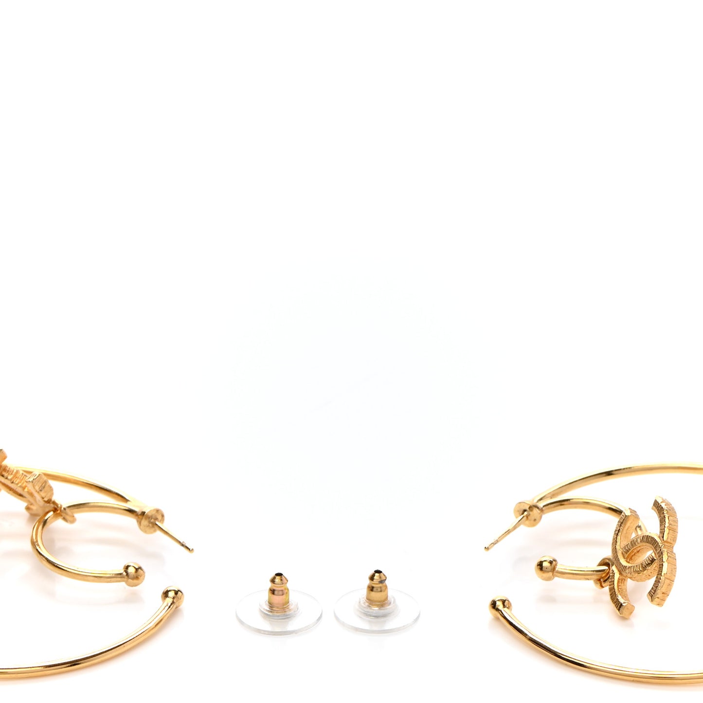Pearl CC Tags Hoop Earrings Gold