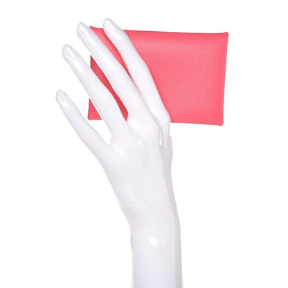 Hermes Epsom Calvi Card Case Rose Azalee 2 of 8