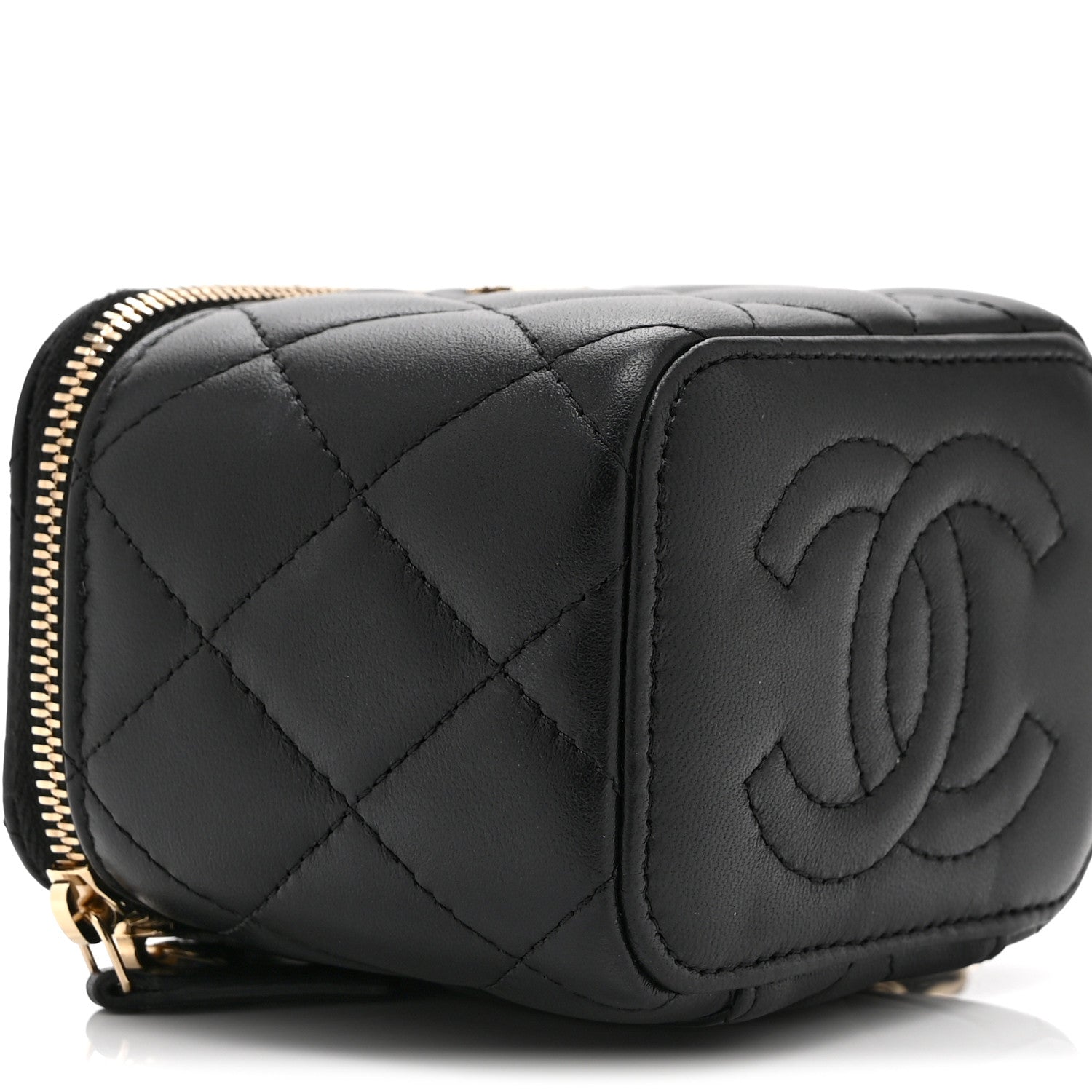 Chanel Lambskin Quilted Mini Vanity Case With Chain Black 10 of 11