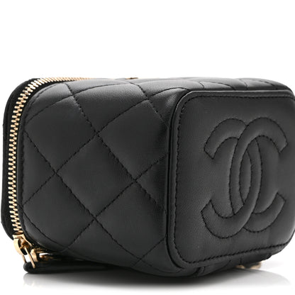 Chanel Lambskin Quilted Mini Vanity Case With Chain Black 10 of 11