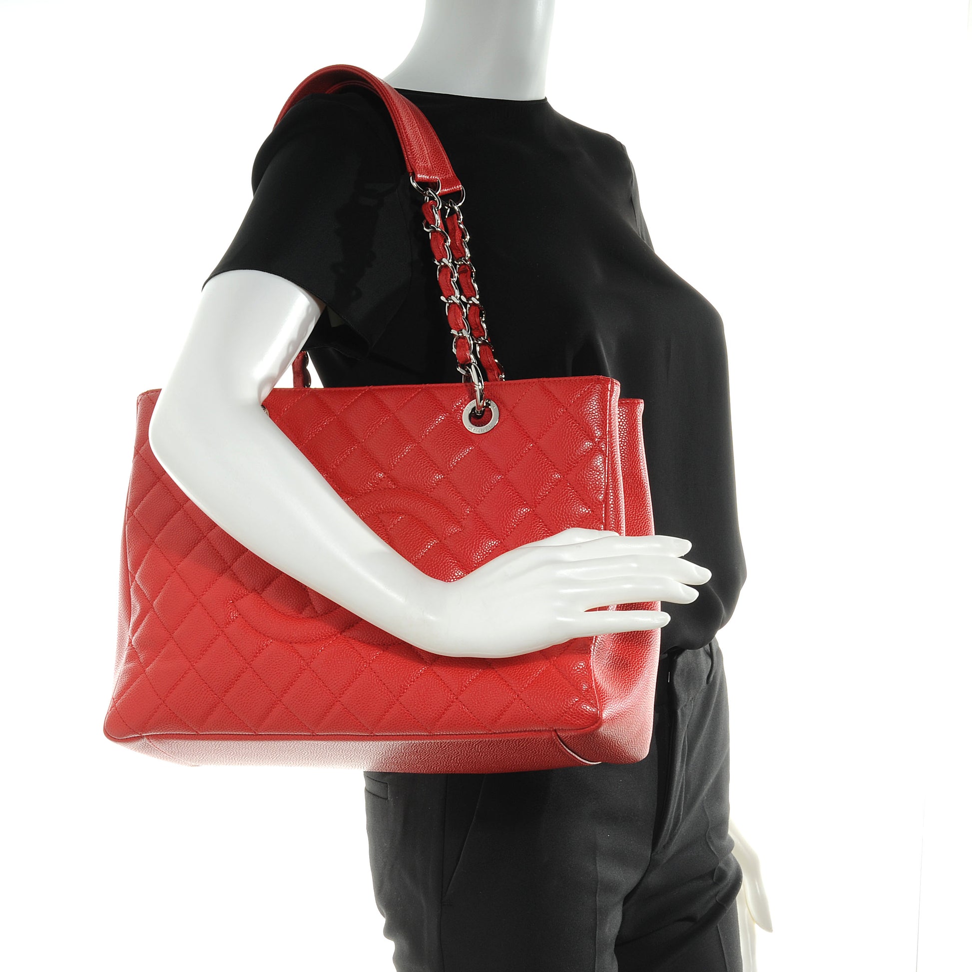 Chanel Caviar Grand Shopping Tote GST Red 2 of 8