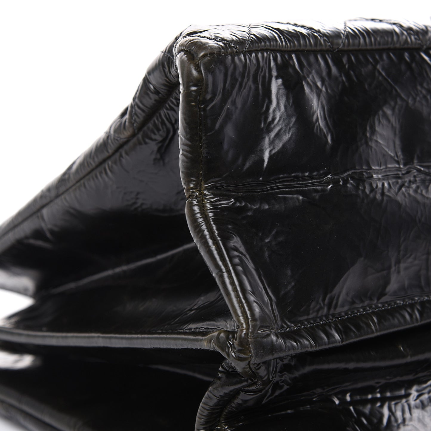 Aged Glazed Nylon Quilted Shopping Tote Dark Grey