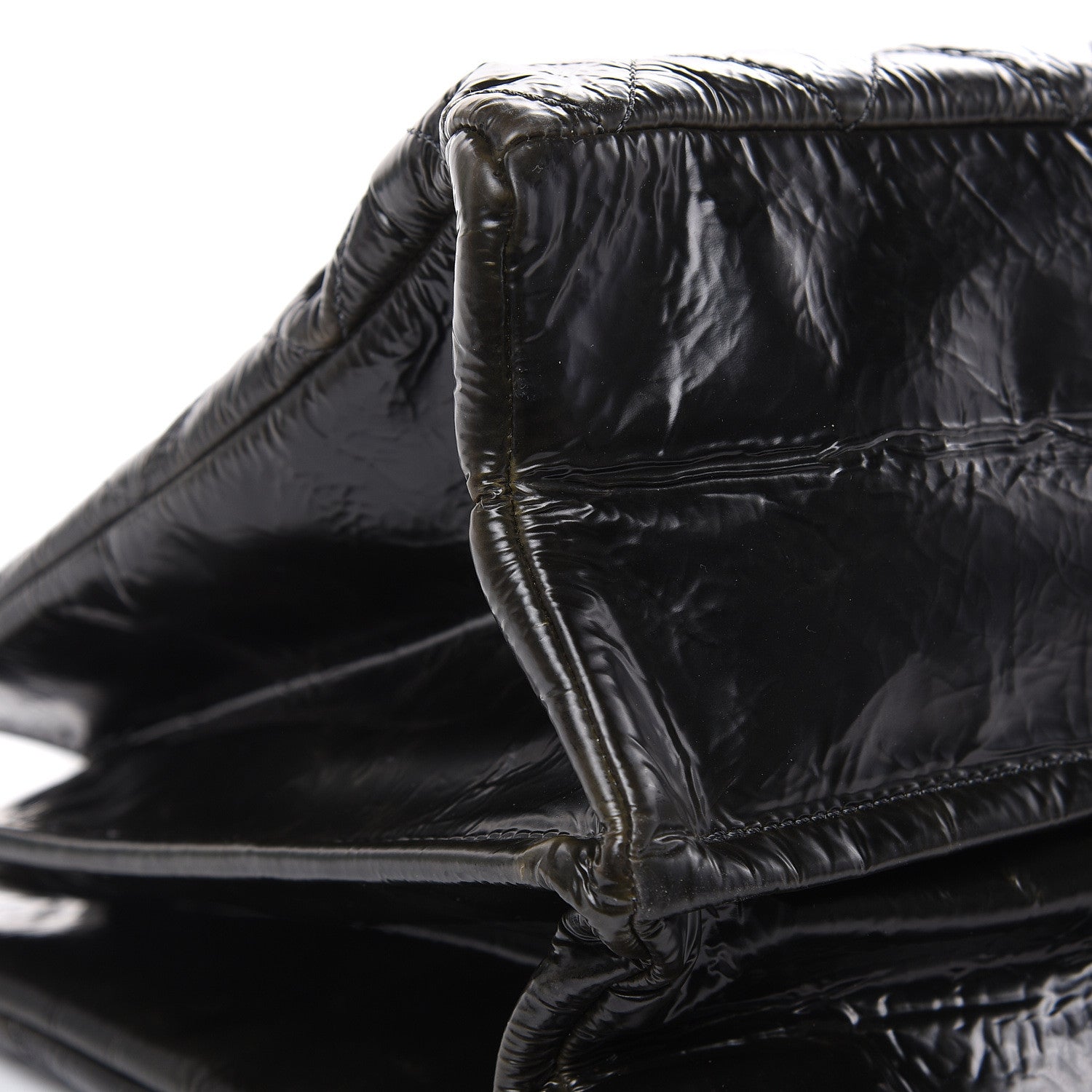 Chanel Aged Glazed Nylon Quilted Shopping Tote Dark Grey 7 of 23