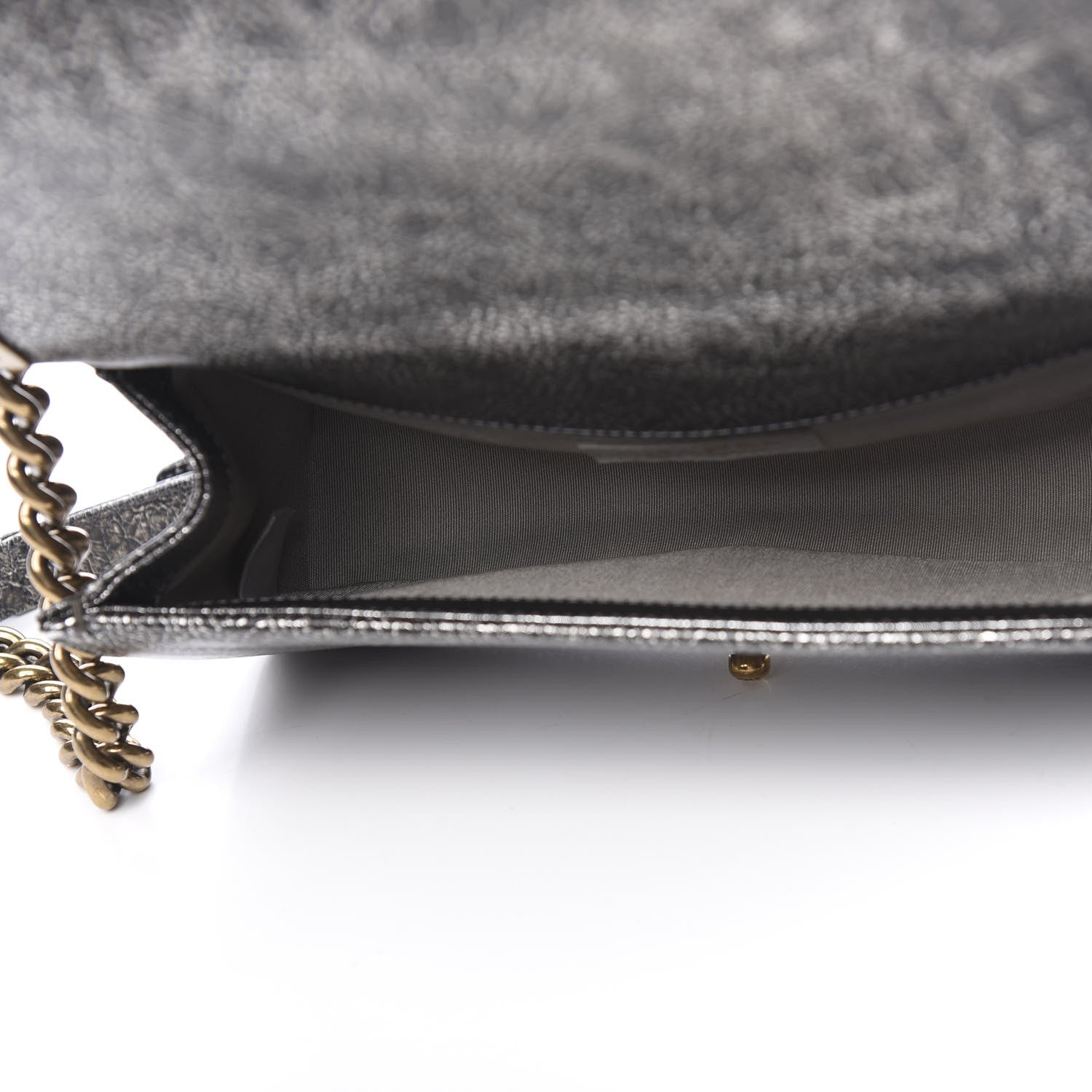 Chanel Cracked Metallic Calfskin Quilted Medium Boy Flap Dark Silver 4 of 16