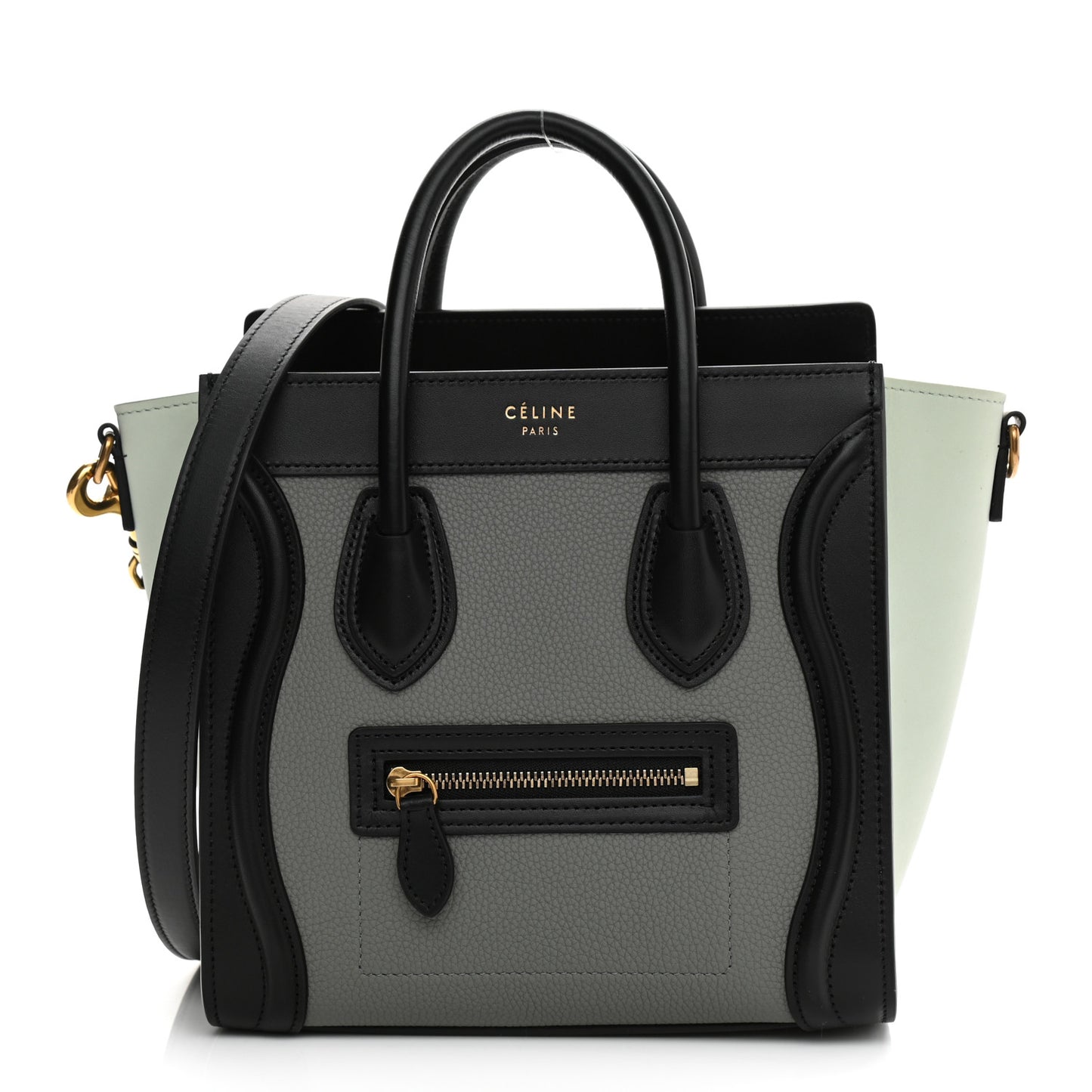 Smooth Drummed Calfskin Nano Luggage Zinc Almond
