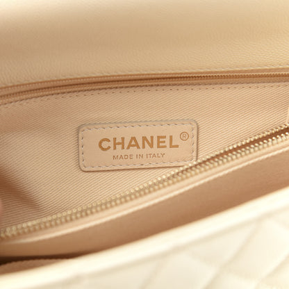 Chanel Caviar Quilted Small Coco Handle Flap White 6 of 11