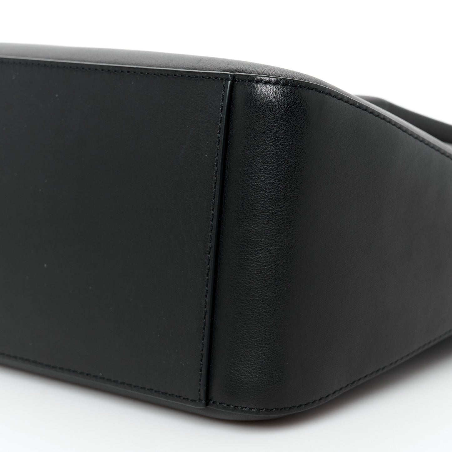 Polished Saddle Calfskin E/W Top Handle Bag Black