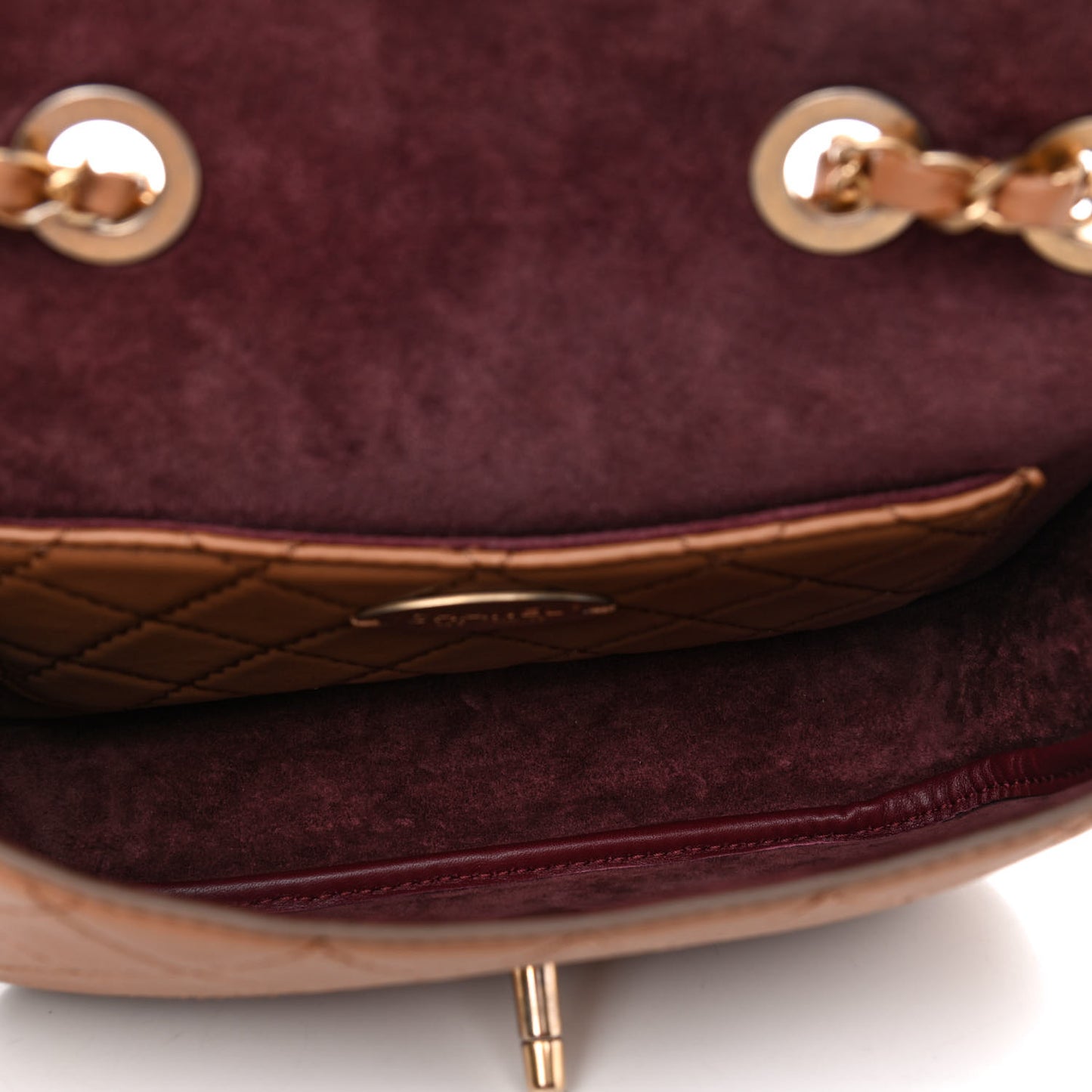 Calfskin Quilted Multi Pouching Flap And Coin Purse Beige