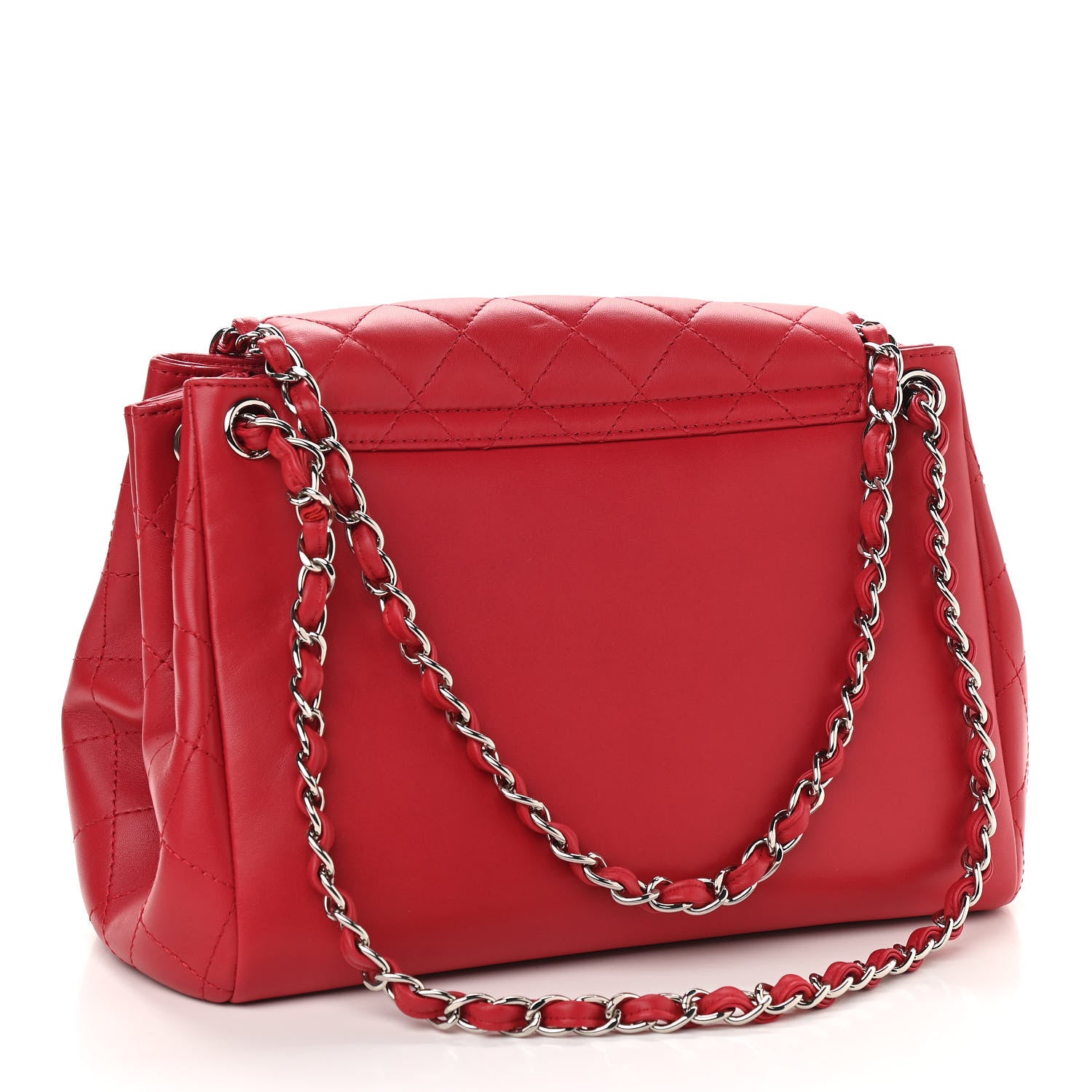 Chanel Lambskin Quilted CC Accordion Shopping Bag Red 3 of 10