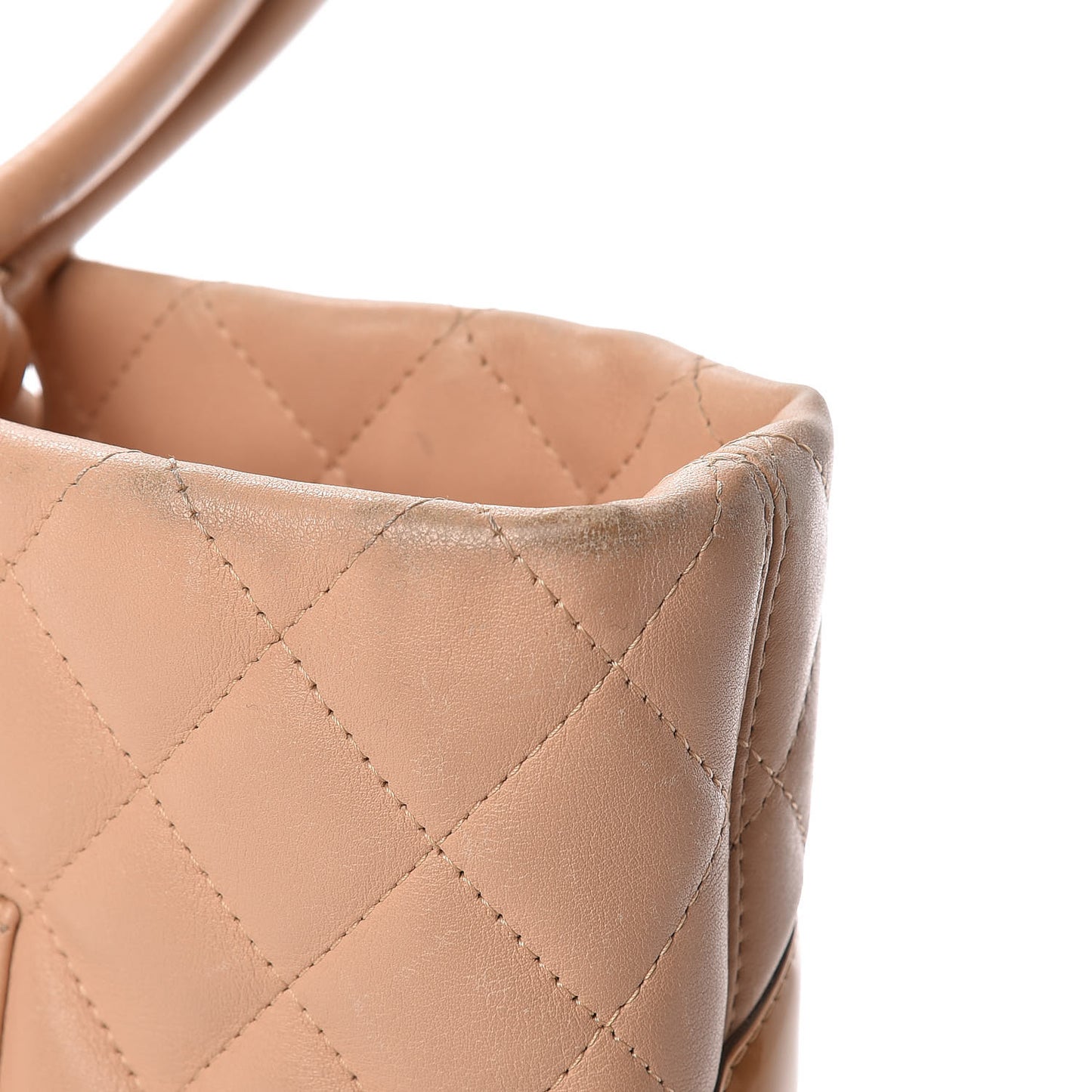 Calfskin Quilted Large Cambon Tote Beige
