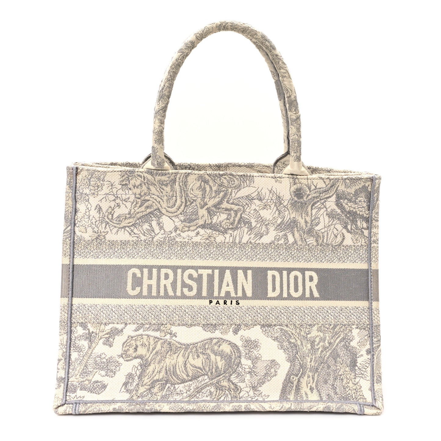 Canvas Embroidered Medium Dioriviera Toile De Jouy Book Tote Gray