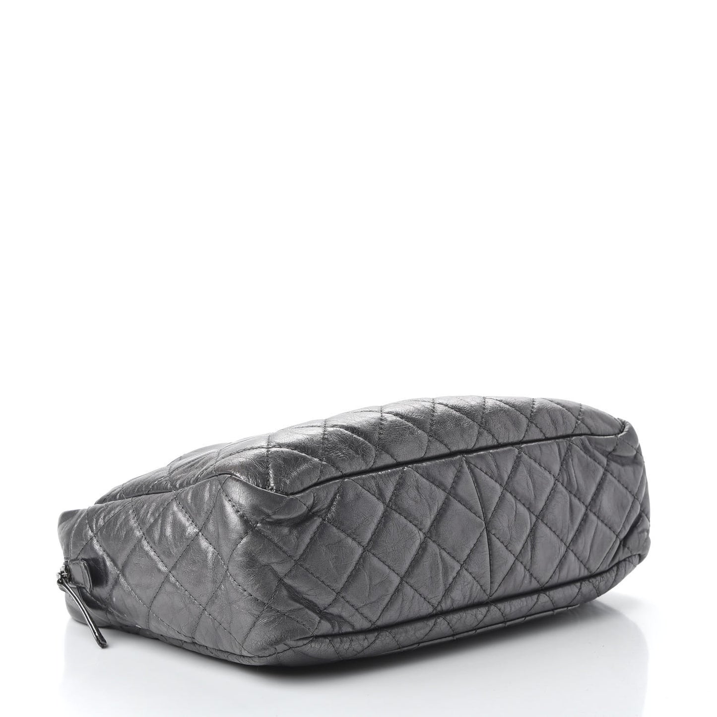 Metallic Aged Calfskin Quilted Large Reissue Camera Case Silver