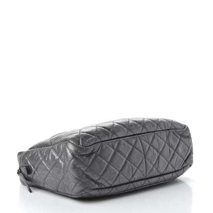Chanel Metallic Aged Calfskin Quilted Large Reissue Camera Case Silver 4 of 12