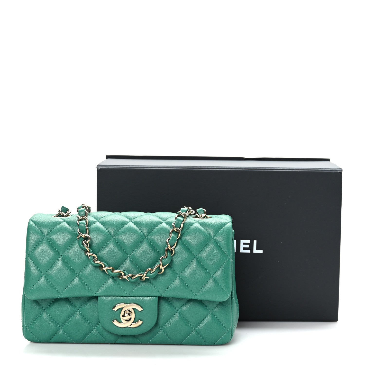 Chanel Lambskin Quilted Mini Rectangular Flap Green 10 of 10