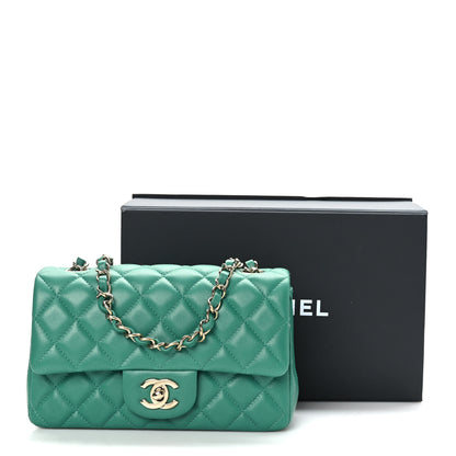 Chanel Lambskin Quilted Mini Rectangular Flap Green 10 of 10