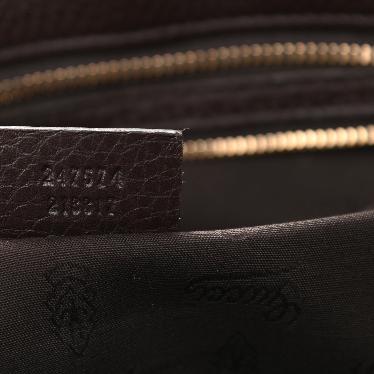 Calfskin Large Web Heritage Tote Dark Brown