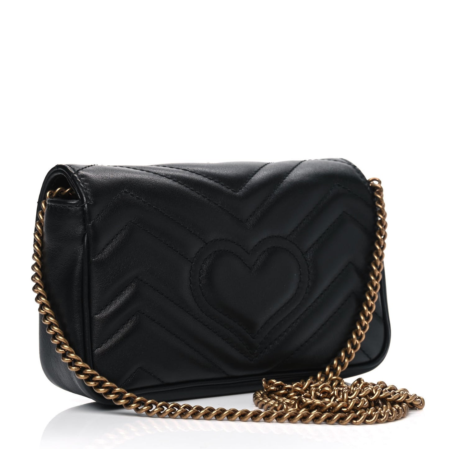 Calfskin Matelasse Super Mini GG Marmont Shoulder Bag Black