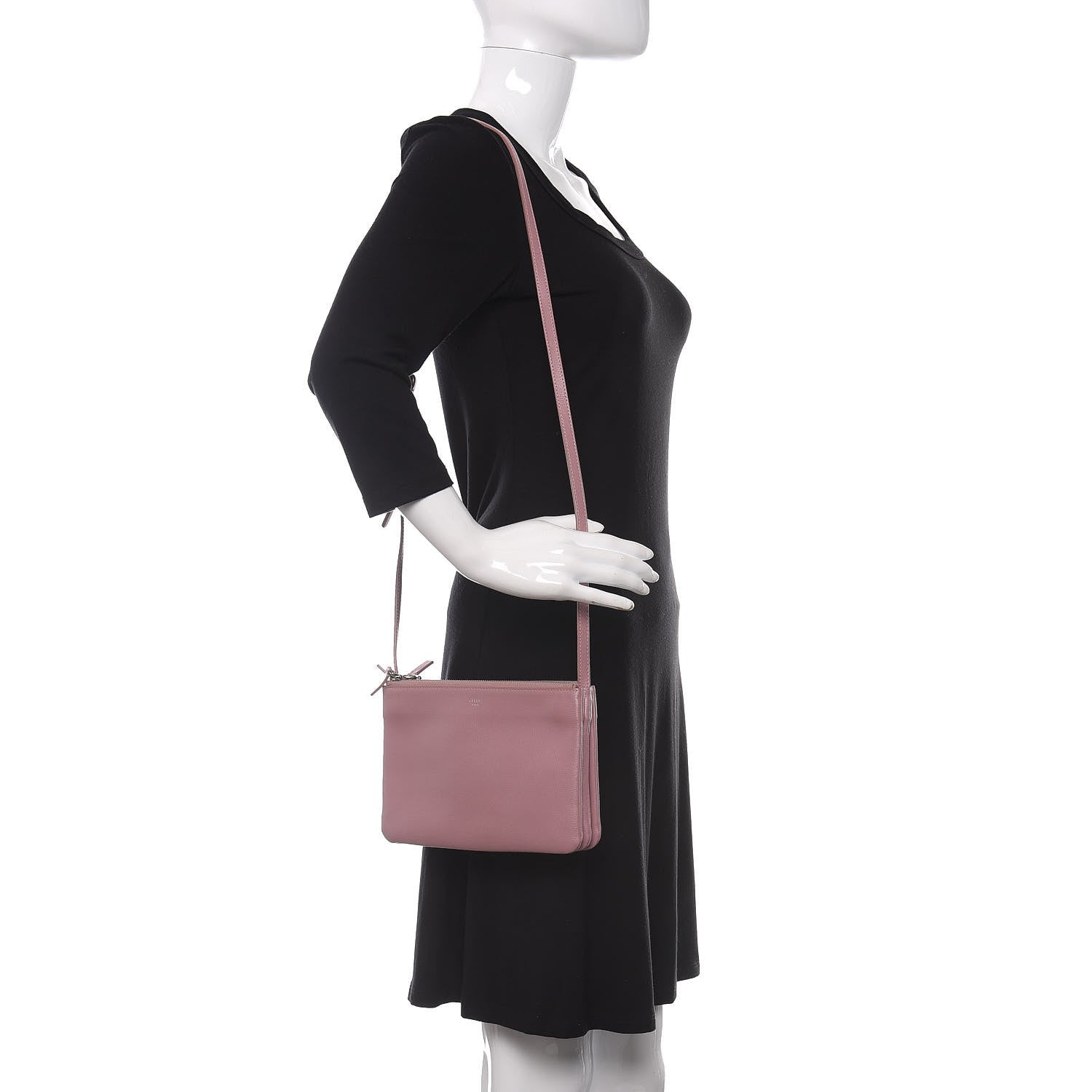 Celine Lambskin Small Trio Crossbody Bag Antique Rose 2 of 11