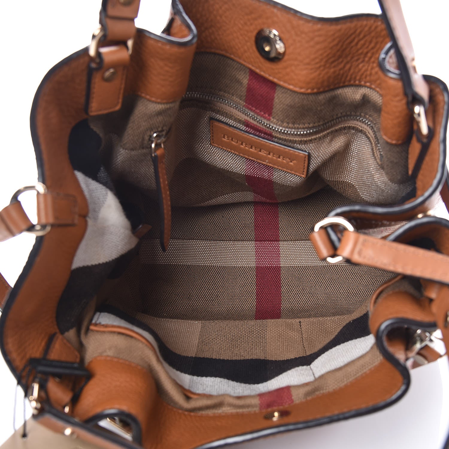 Burberry Grainy Calfskin House Check Small Maidstone Brown 5 of 13