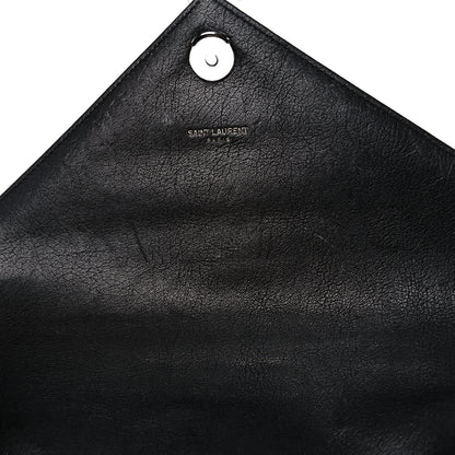 Saint Laurent Sheepskin Matelasse Chevron Monogram Medium College Bag Black 8 of 12